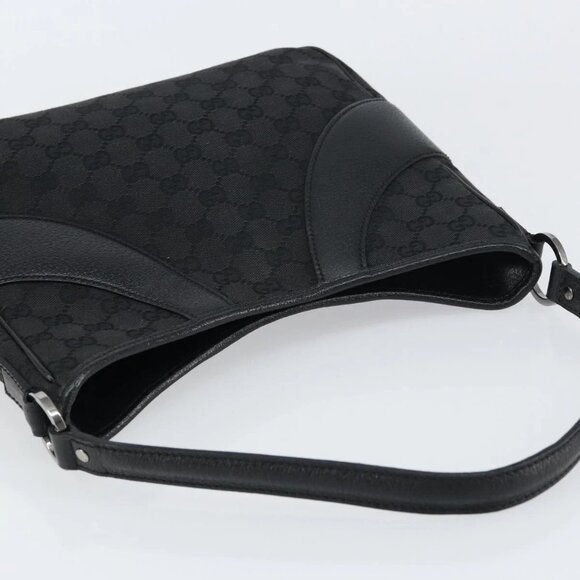 GUCCI GG Canvas Shoulder Bag Black Silver Auth - Picture 7 of 16